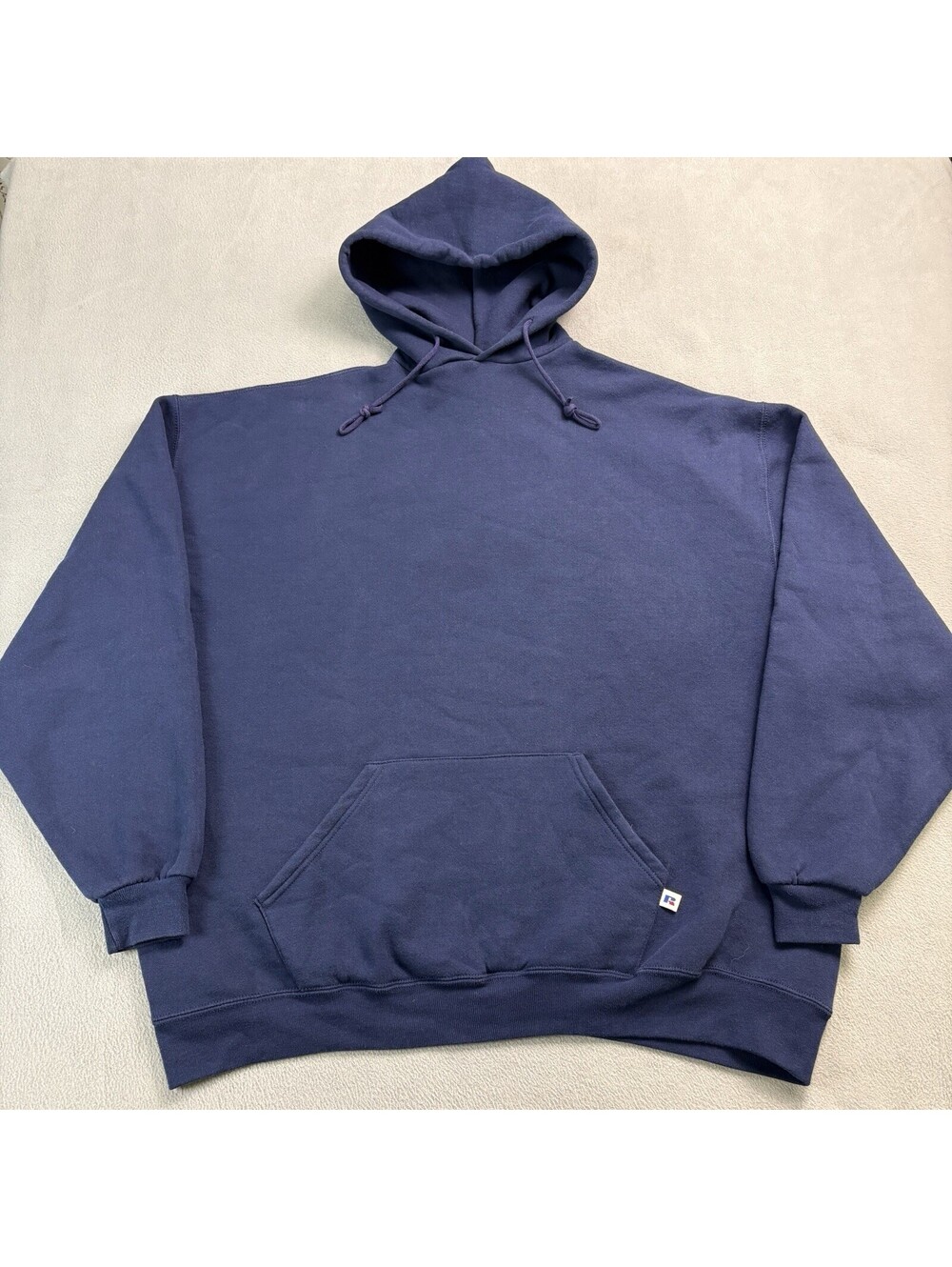 Vintage 90s Russell Athletic Blank Hoodie Size 3XL Navy Blue